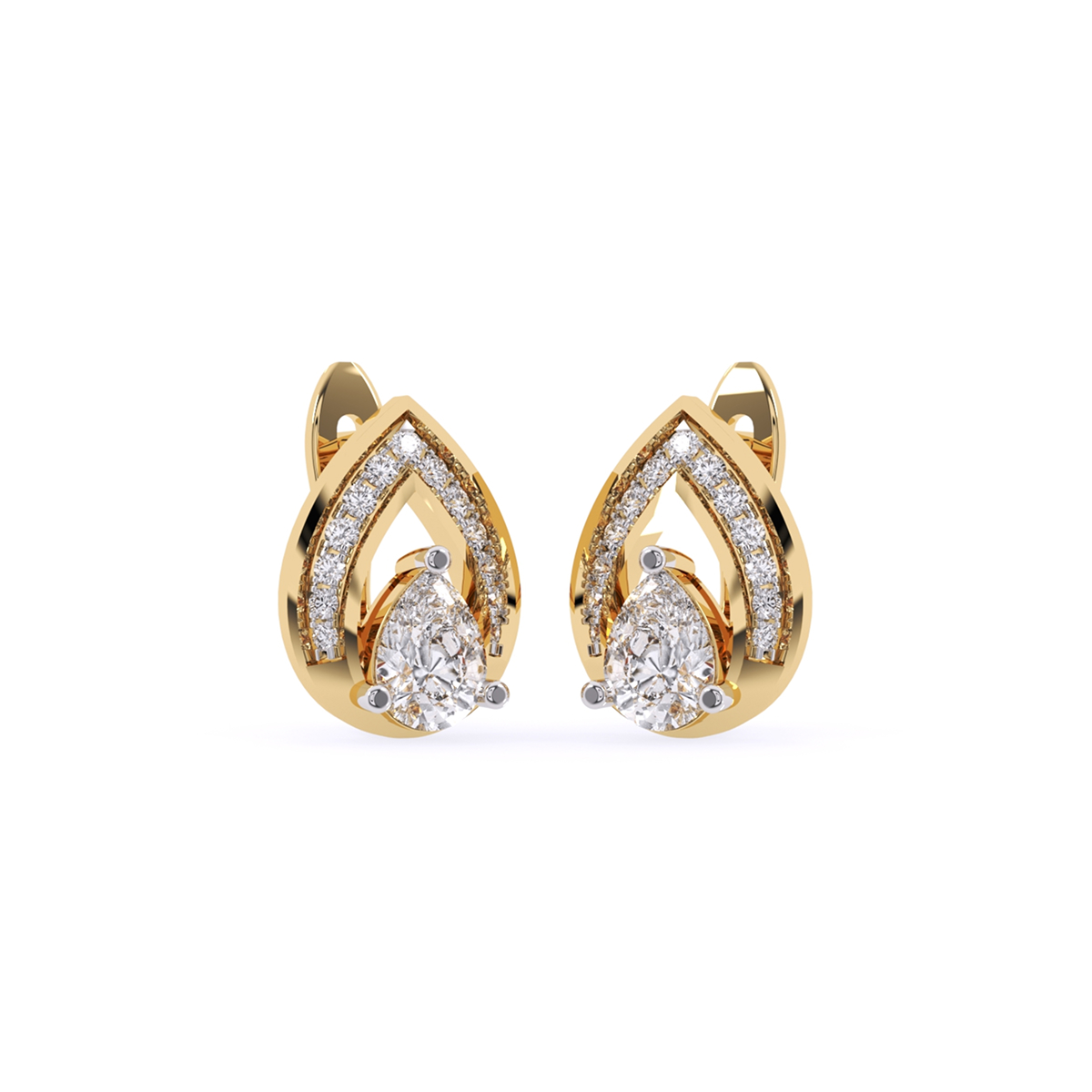 Pear Shape Stud Halo Diamond Earrings